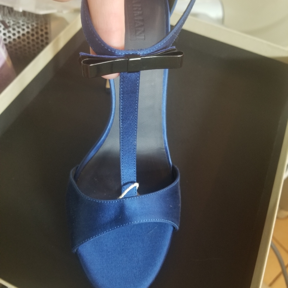 Armani Collezioni blue with black bow heels 39